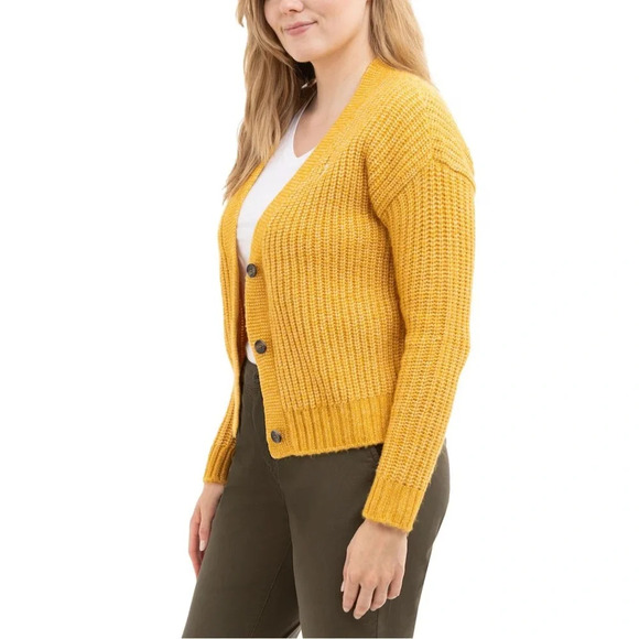 NWT U. S. Polo Assn Chunky Cozy Yellow Preppy Long Sleeve Cardigan Medium - Picture 3 of 15